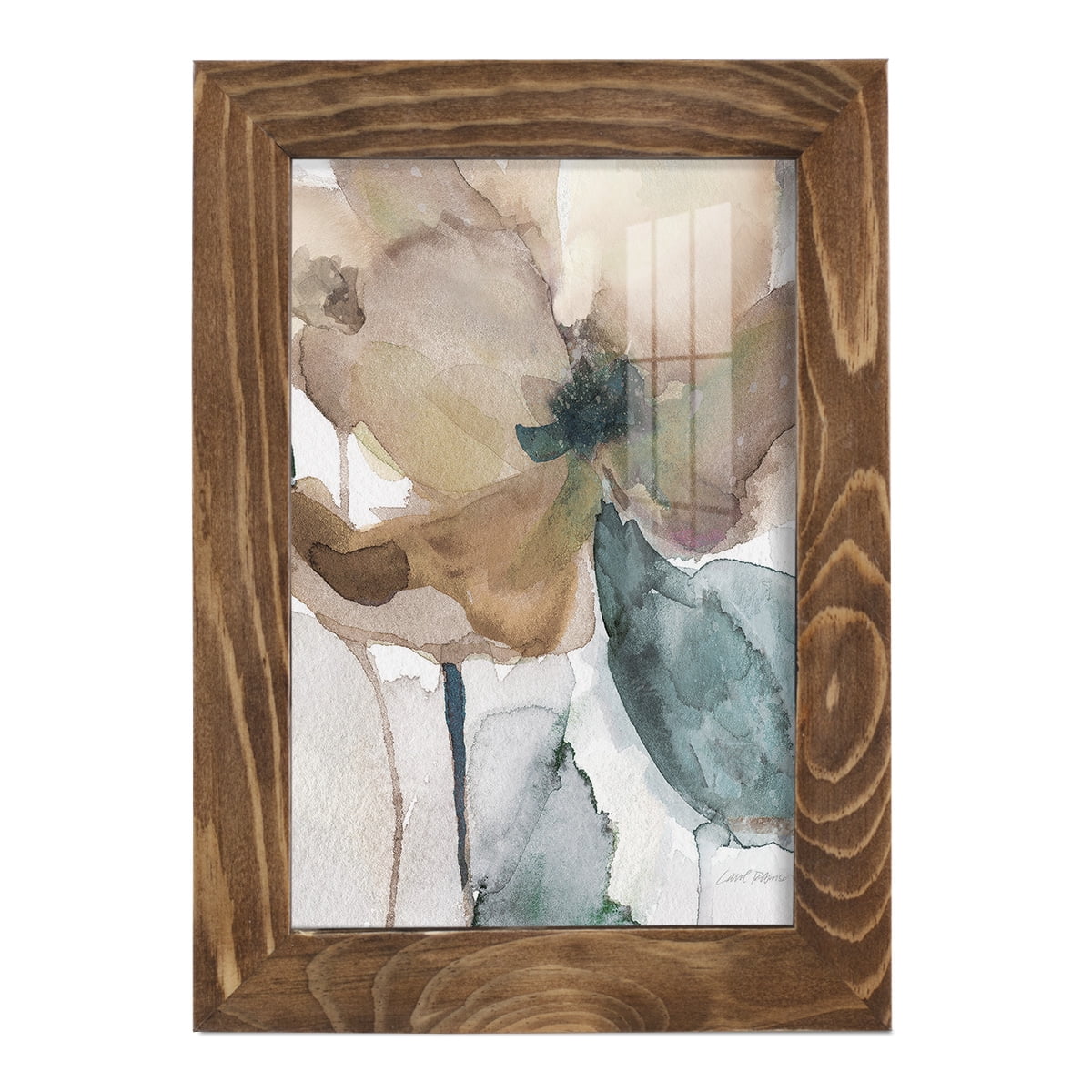 Watercolor Poppy I -Framed Print w/glass-Walnut