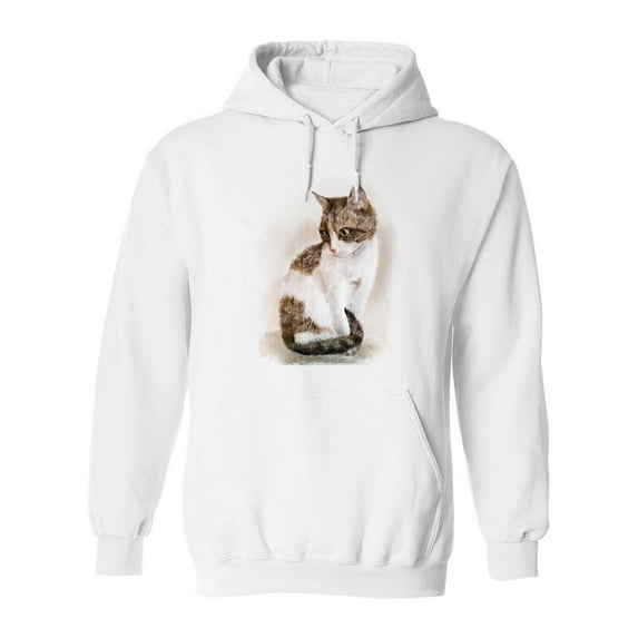 Watercolor Portrait Of The Cat. Hoodie Men -Image by Shutterstock, Male Large