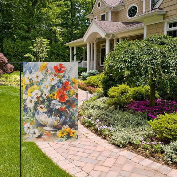 Watercolor Pretty Flowers Garden Flag 12x18 inch Double Sided Outside Yard Decorations for Home Outdoor