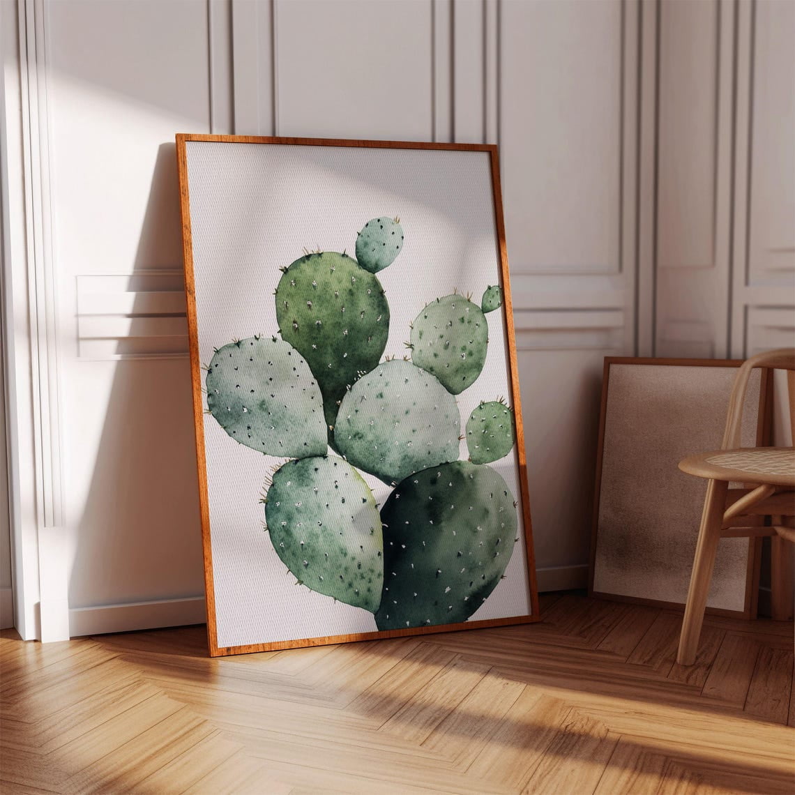 Watercolor Prickly Pear Cactus Art Print – Green Minimalist Botanical ...