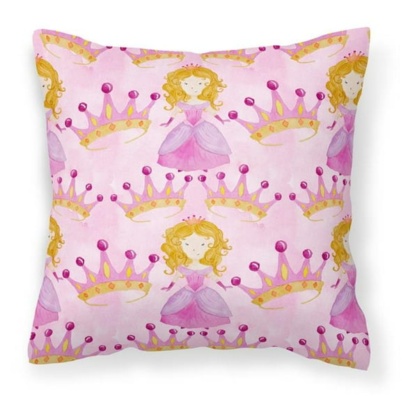 Watercolor Princess & Crown Fabric Decorative Pillow - 14 x 14 in.