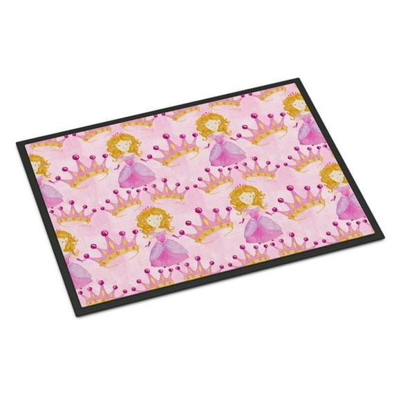 Watercolor Princess & Crown Indoor or Outdoor Mat, 24 x 36 in.