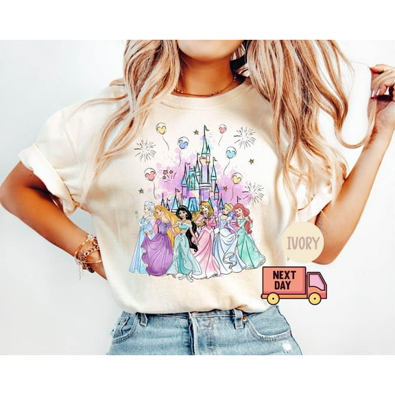 Watercolor Princess Kids T-Shirt, Disney Princess And Castle Toddler Sweatshirt, Mickey Balloons Baby OnesieÂ®, Disney Princess Trip Tee