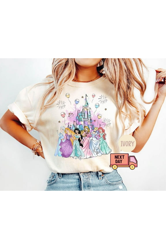 Watercolor Princess Kids T-Shirt, Disney Princess And Castle Toddler Sweatshirt, Mickey Balloons Baby Onesie®, Disney Princess Trip Tee