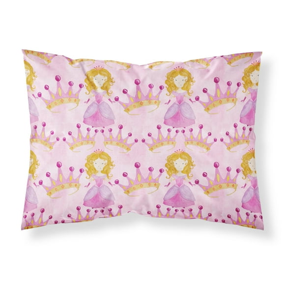 Watercolor Princess and Crown Fabric Standard Pillowcase
