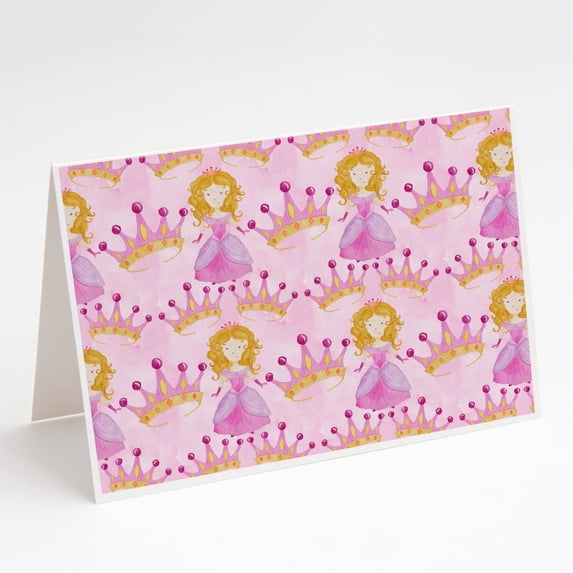 Watercolor Princess and Crown Greeting Cards and Envelopes Pack of 8