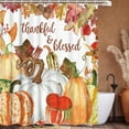 thumbnail image 1 of Watercolor Pumpkin Autumn Shower Curtain Set with Hooks Floral Fall Thanksgiving Harvest Bathroom Bathtubs Decor Easy Care Washable Durable Polyester Fabric 72"x72"(White), 1 of 6