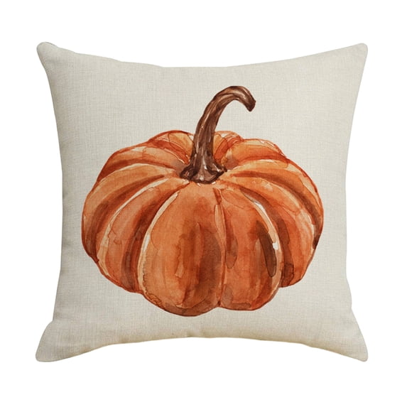 Watercolor Pumpkin Pillow | Maple Leaf Pumpkin Decor | Linen Cushion | Farmhouse Fall Decor | Thanksgiving Pillow Cover for Couch