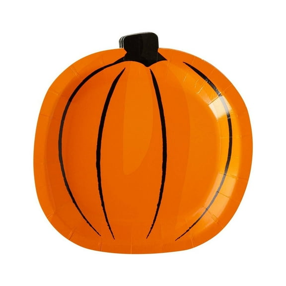 Watercolor Pumpkin Shaped Plates 8 ct. | Fall, Halloween & Thanksgiving Party Tableware