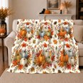 thumbnail image 1 of Watercolor Pumpkin Wreath Harvest, Peaceful Rustic Scene, Warm Flannel Blanket for Living Room and Bedroom with Detailed Artwork, Art Lovers Thanksgiving Gift, Rustic Home Decor, 1 of 9