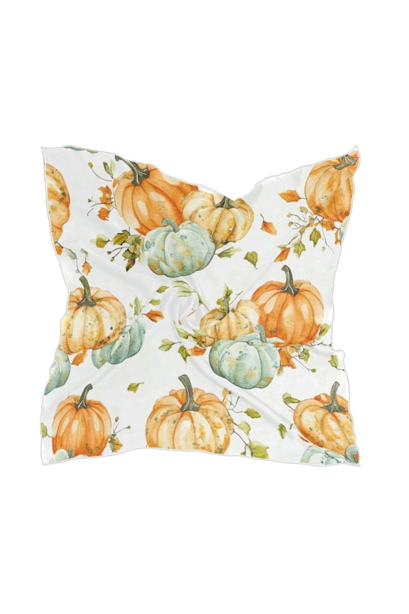 Watercolor Pumpkins Women's Fashion Soft Scarf Square Satin Head Scarf Neck Scarf Head Hair Wraps