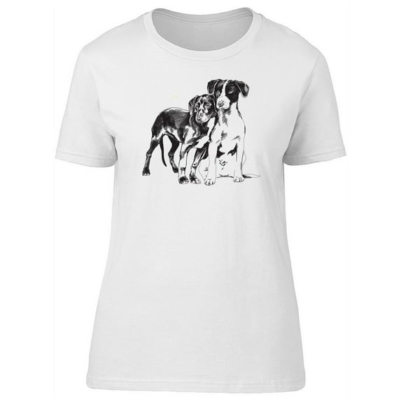 Watercolor Puppies Sketch Tee Women's -Image by Shutterstock