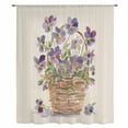 thumbnail image 1 of Watercolor Purple Floral Sheer Curtains 45" Long, Spring Flower Basket Botanical Linen Light Filering Curtains, Breathable Simi Curtain Privacy Drapes for Kitchen Bathroom Small Window Treatment, 1 of 9