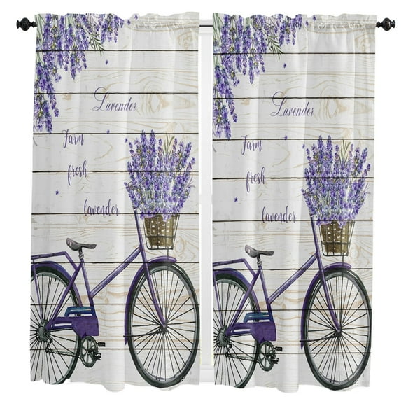 Watercolor Purple Flower Lavender White Curtains in the Bedroom Living Room Hall Window Treatments Kitchen Decoration Drapes