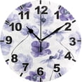thumbnail image 1 of Watercolor Purple Flowers Round Wall Clock, Battery Operated Silent Non Ticking Desk Clock for Home Bedroom Kitchen Office School Wall Clock 9.9 Inch Home Decor, 1 of 6