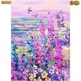 thumbnail image 1 of Watercolor Purple Rose Peony Flowers and Butterfly House Flag 28 x 40 Inch, Double Sided Outdoor Decorative Welcome Yard Flags for Home House Lawn Patio, 1 of 4