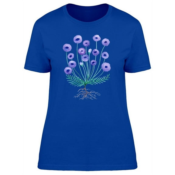 Watercolor Purple Spring Flowers T-Shirt Women -Image by Shutterstock, Female XX-Large