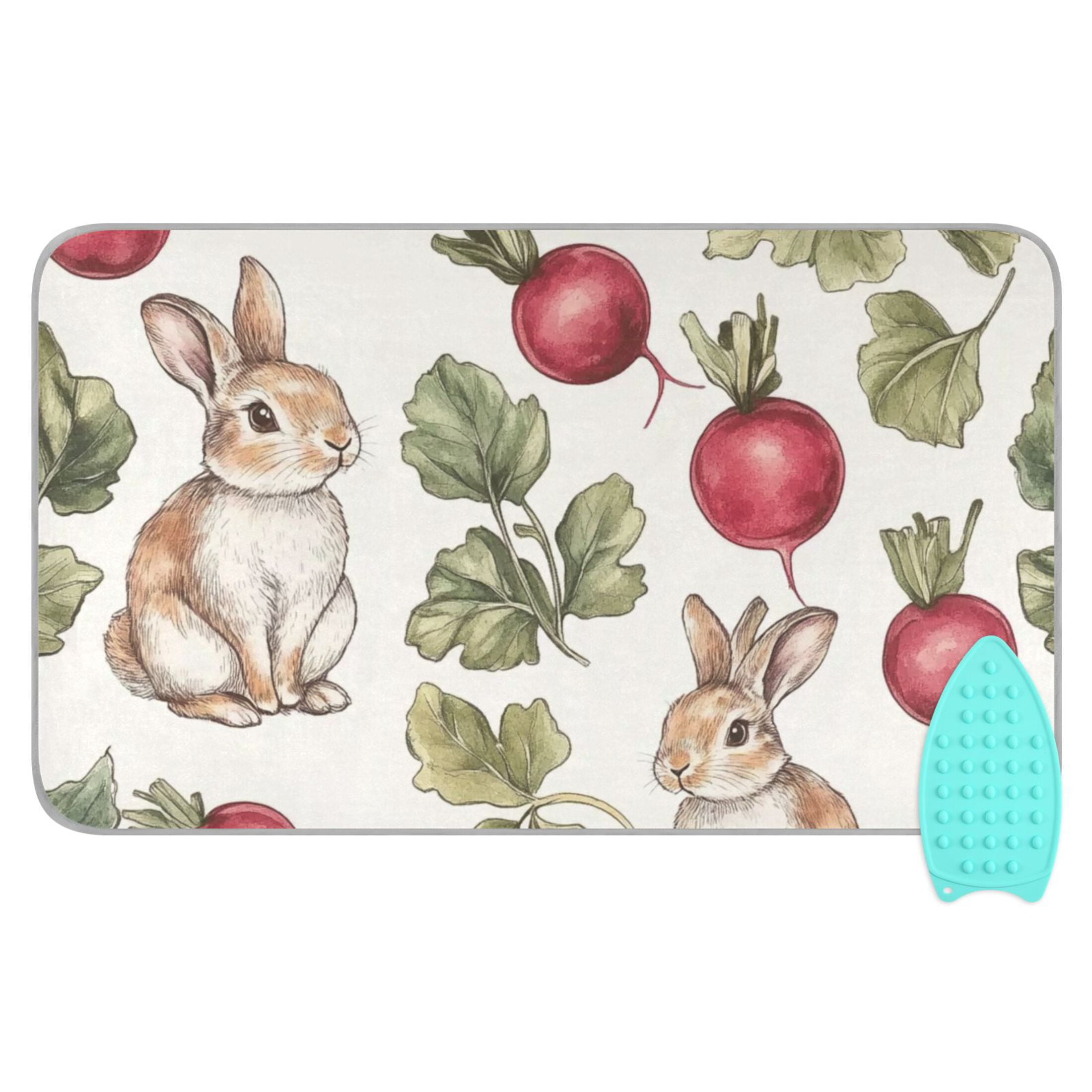 Watercolor Rabbit and Carrot Ironing Mat Blanket for Table Top Travel Portable Ironing Board Pad 47.2x27.6 Inch