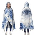 thumbnail image 1 of Watercolor Ragdoll Cat Wearable Blanket Hoodies for Women Men Adults Cat Lovers Warm Lightweight Blue Roses Cute Ragdoll Cats Hooded Blankets for Couch Bed Decor Birthday Gifts 50x60 Inch, 1 of 5