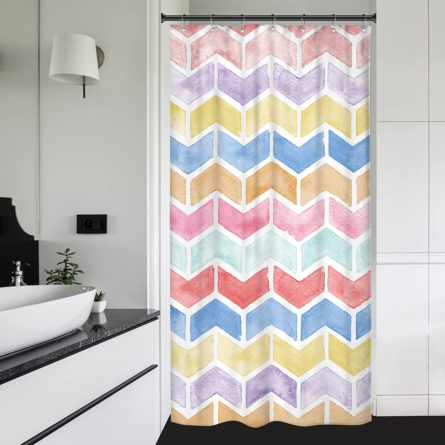 Watercolor Rainbow Colorful Stall Small Half Size Dorm Shower Curtain
