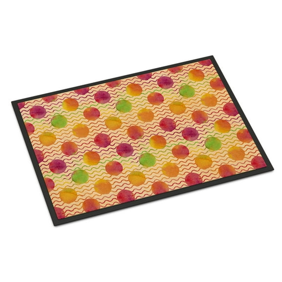 Watercolor Rainbow Dots and Sqiggles Door Mat