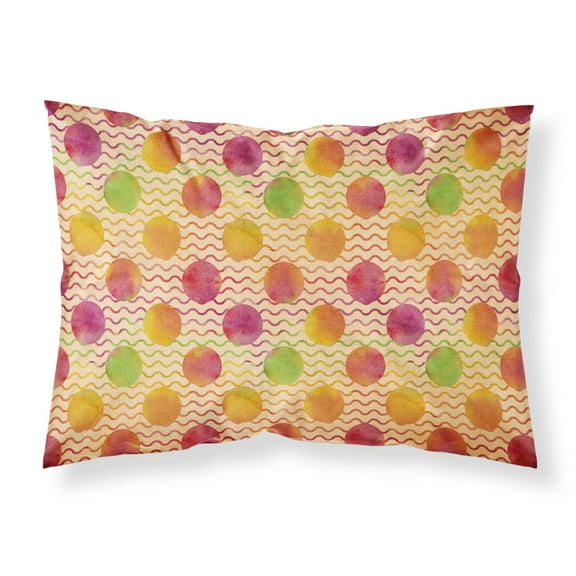 Watercolor Rainbow Dots and Sqiggles Fabric Standard Pillowcase