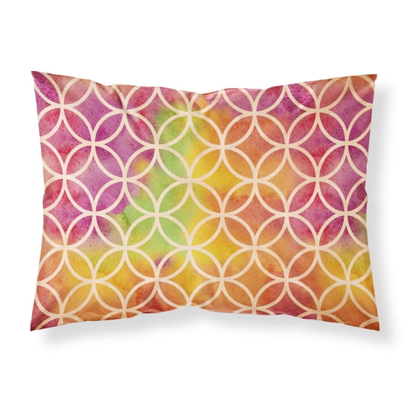 Watercolor Rainbow Geometric Circles Fabric Standard Pillowcase