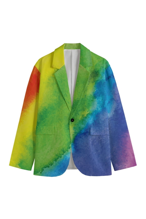 Watercolor Rainbow Lgbt Pride Print Men'S Blazer, Lgbt Lgbtq+ Pride Month Gifts Fun Novelty Blazer