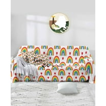 Watercolor Rainbow Sofa Covers for 3 Cushion Couch,Washable Sectional & L Shape Couch Covers for Dog/Cat/Kid,Geometric Stripes Love Heart Non Slip Sofa Slipcover Tassel Futon Cover 71''x150''