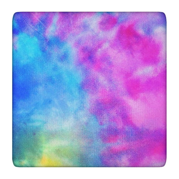 Watercolor Rainbow Tie Dye Elastic Tablecloth - Marble Snug Fit Table Cover, Wrinkle-Free & Scratch-Resistant for RV, Apartment, Events (Fits 36" Square)