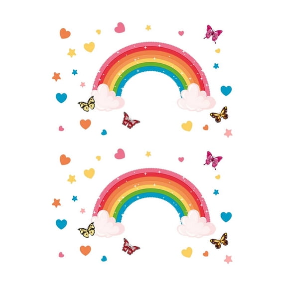 Watercolor Rainbow Wall Decals Colorful Rainbow Star Wall Stickers Nursery Decor Decals Peel and Stick Butterflies Clouds Wall Sticker for Kids Bedroom Living Room Playroom Home Decor