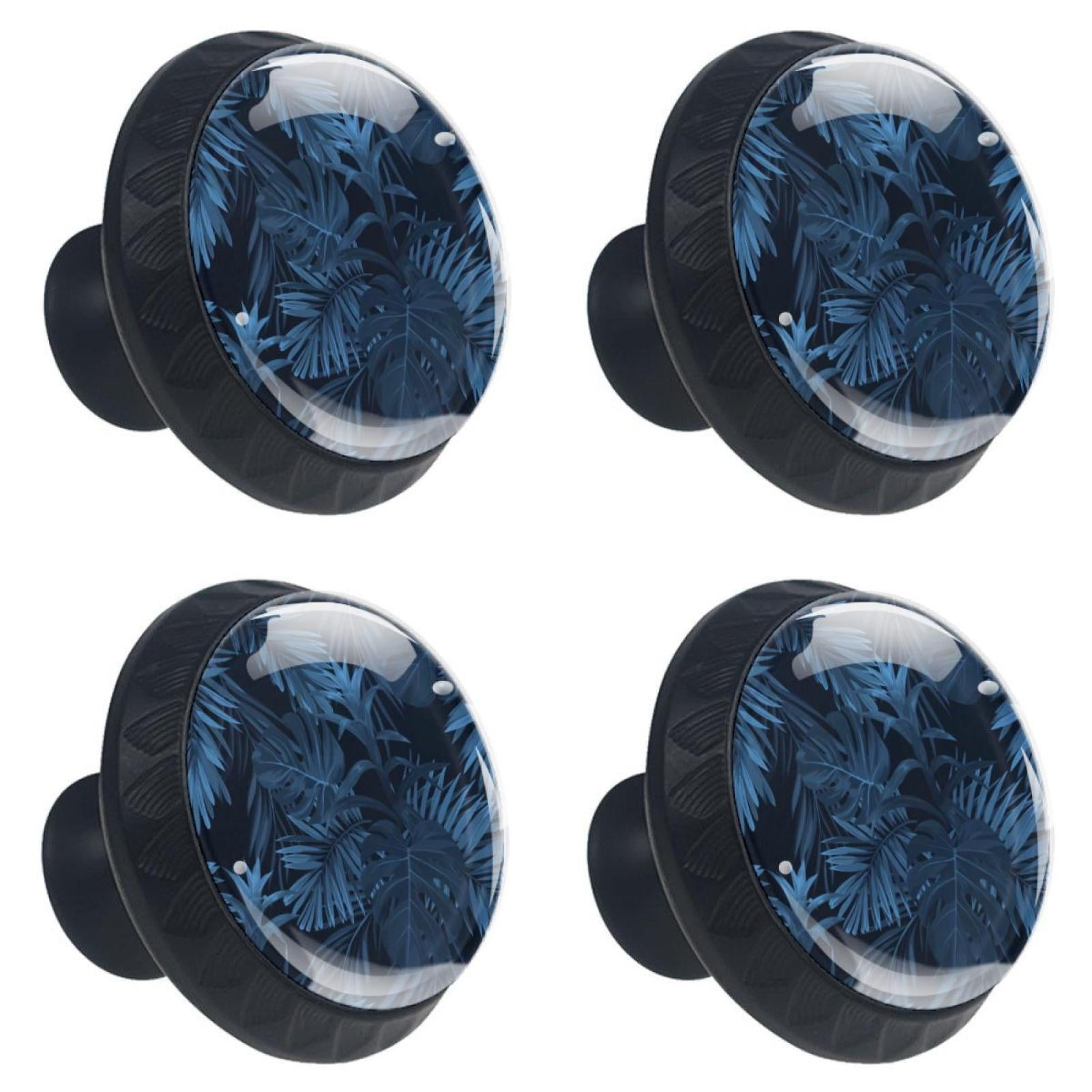 Watercolor Rainforest Dark Blue Leaves Set of 4 DIY Handle Wardrobe