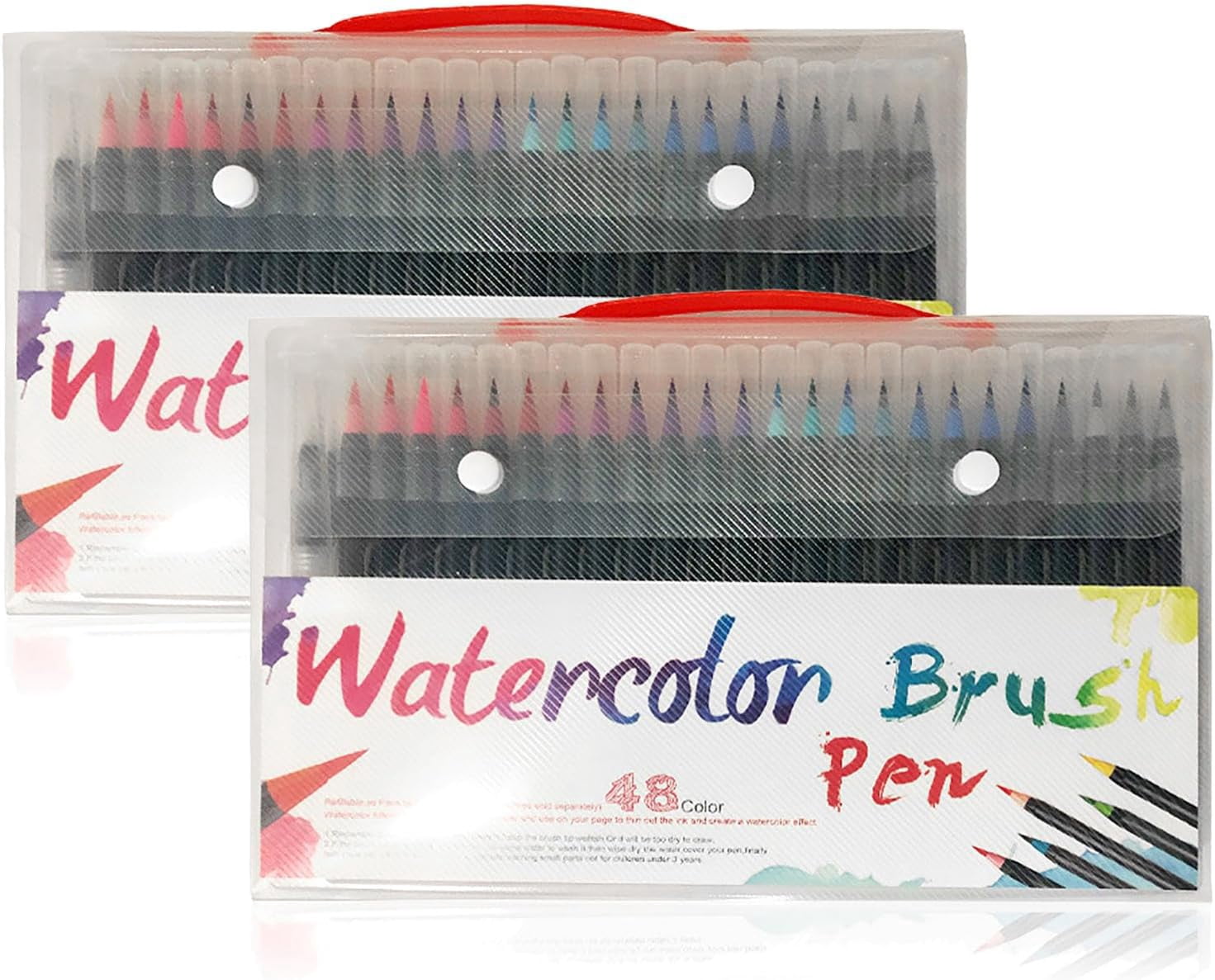 Watercolor Real Brush Pen Sets with Flexible Nylon Tips, Ideal for Calligraphy, Lettering & Painting, Portable Art Paint Pens Set, Great for Artists, Beginners & Kids(48 Colors/2 Sets)