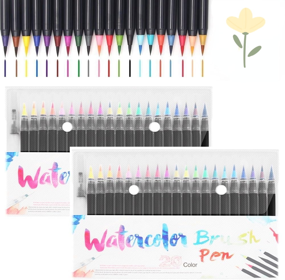Watercolor Real Brush Pen Sets, Portable Water Color Paint Pens for Smooth Blending Lettering Sketching Calligraphy and Painting, for Artists and Beginners, Flexible Nylon Bristles(2Sets)