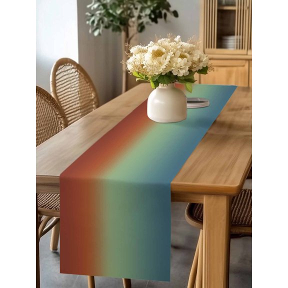 Watercolor Red Blue Gradient Table Runner 70 Inches Long,Kitchen Dining Tablerunners Abstract Minimalist Color Ombre Art Linen Table Runners Dresser Scarves for Home Dinner Wedding Holiday Party