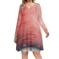 thumbnail image 1 of Watercolor Red Brick Wall Sunlight Long Sleeve Dresses For Women Vintage Elegant Party Dress Oversized V-neck Dress S-8XL, 1 of 7