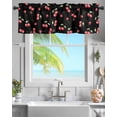 thumbnail image 1 of Watercolor Red Cherry on Black Curtain Valances for Kitchen Windows,Rod Pocket Short Valance Farm Seamless Fruit Art Small Window Treatment for Living Room Bathroom Bedroom,42"x12"-1 Panel, 1 of 9
