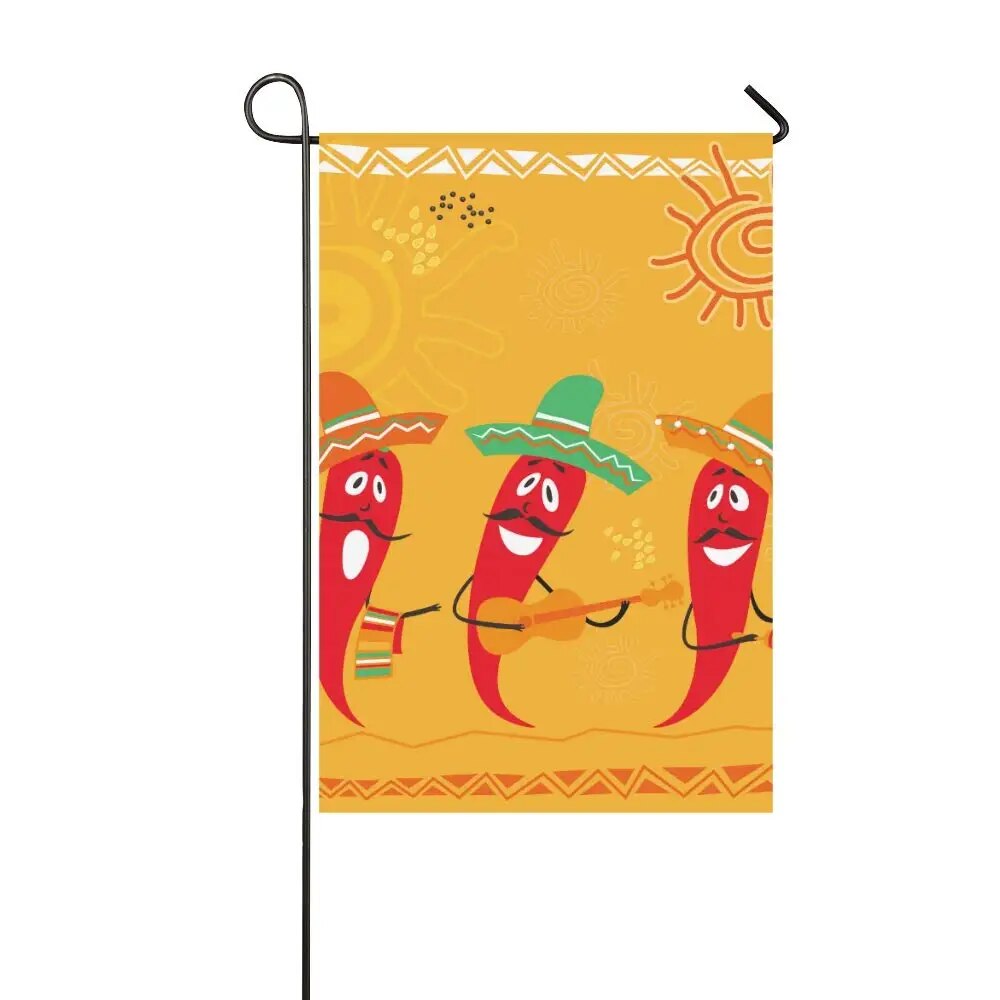 Watercolor Red Chili Garden Flags Food Hot Pepper Pattern Design