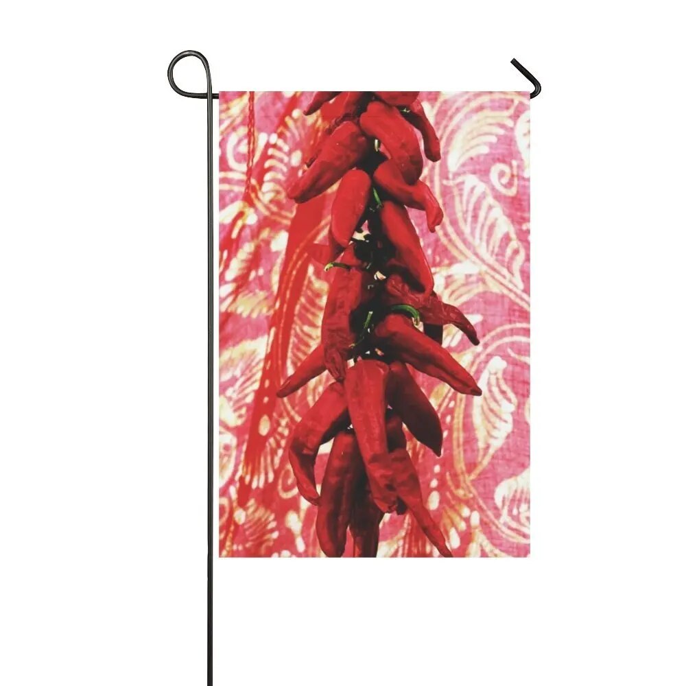 Watercolor Red Chili Garden Flags Food Hot Pepper Pattern Design
