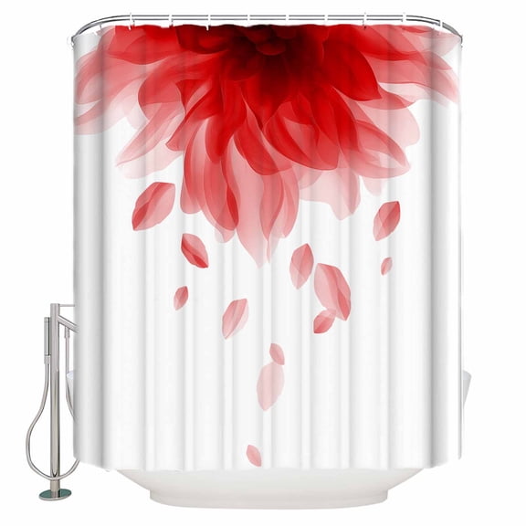 Watercolor Red Flower Ombre Art Shower Curtain for Bathroom, Abstract Boho Floral Texture Waterproof Shower Curtains Washable Quick Dry with Hooks Bathtub Curtains 36x72 IN