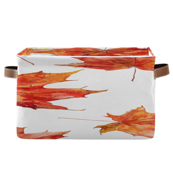 Watercolor Red Maple Leaves Square Storage Bins with Handles Collapsible Containing Box 1 Pack
