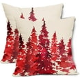 thumbnail image 1 of Watercolor Red Tree Pillow Covers 16X16 Inch Set of 2 Nature Themed Christmas Decorative Pillow Cases Rustic Forest Cotton Linen Pillowcase Home Decor for Living Room Couch Sofa Porch Outdoor, 1 of 6