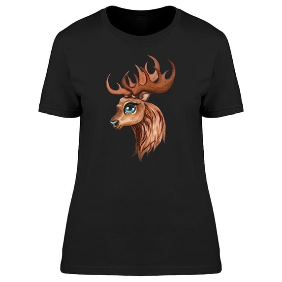 Watercolor Reindeer Head Tee Women's -Image by Shutterstock