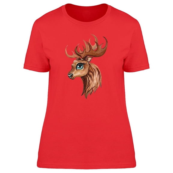 Watercolor Reindeer Head Tee Women's -Image by Shutterstock