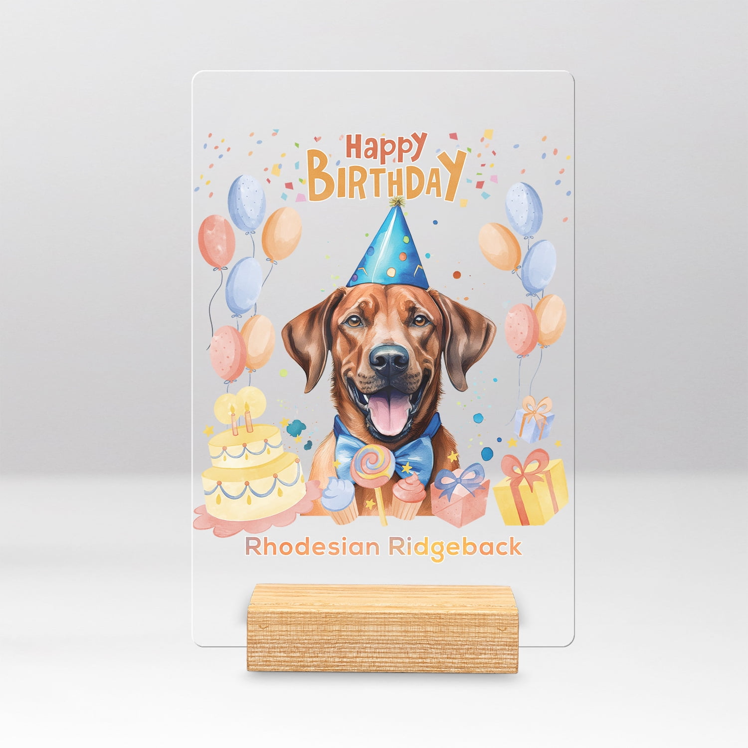Watercolor Rhodesian Ridgeback Happy Birthday Celebration Balloons Gift ...