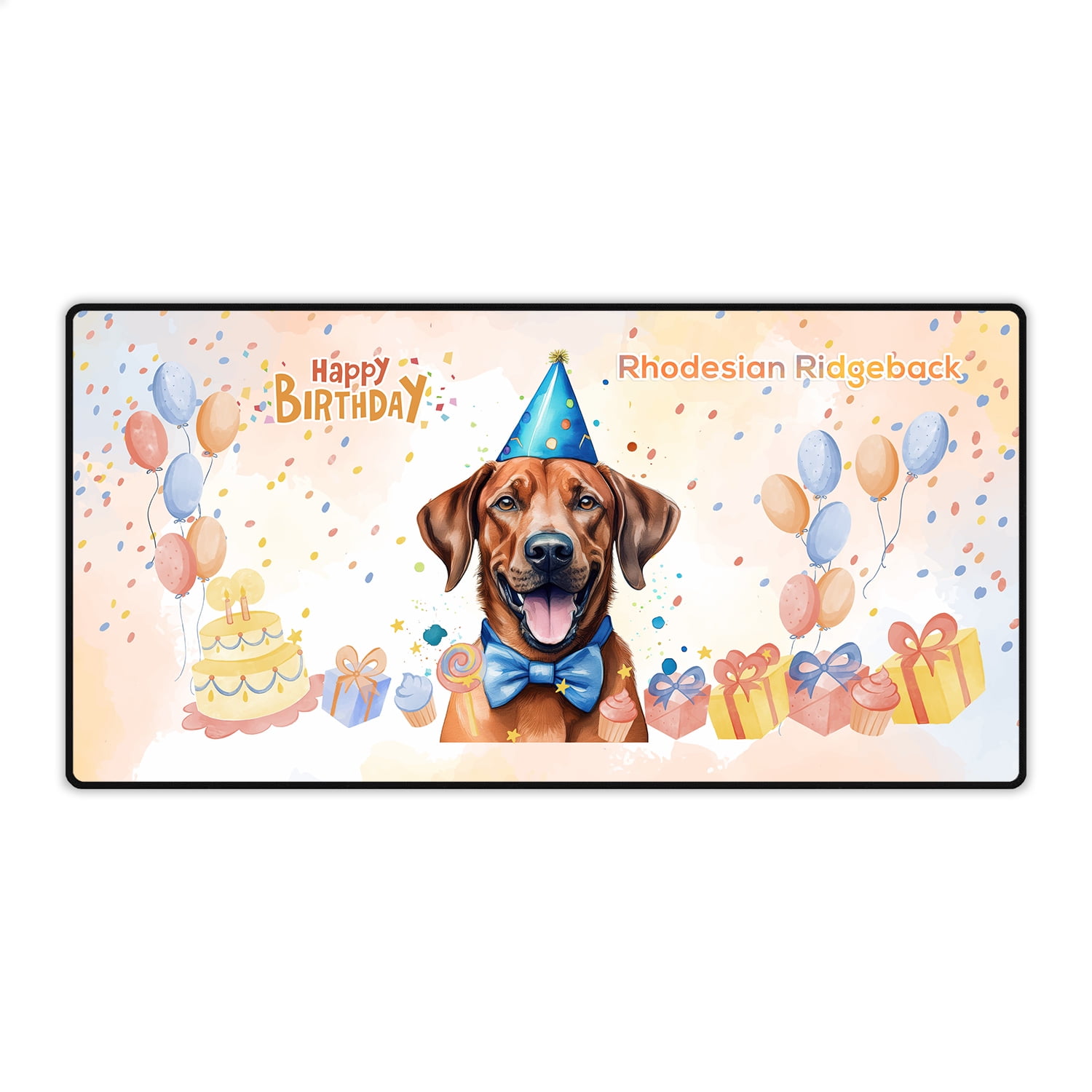 Watercolor Rhodesian Ridgeback Happy Birthday Celebration Balloons Gift ...