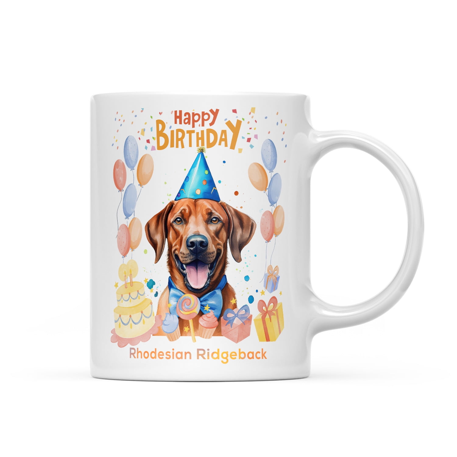 Watercolor Rhodesian Ridgeback Happy Birthday Celebration Balloons Gift ...