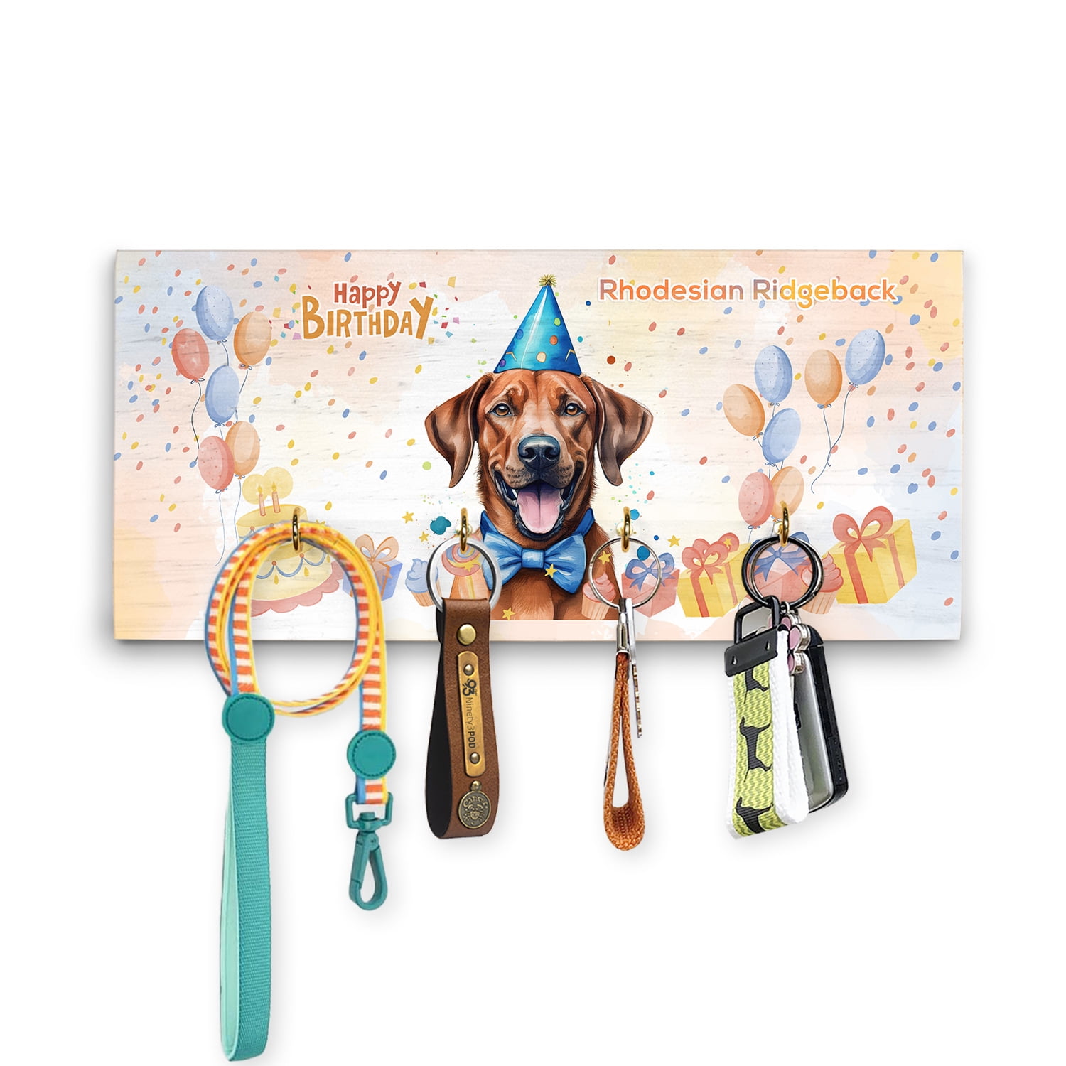 Watercolor Rhodesian Ridgeback Happy Birthday Celebration Balloons Gift ...