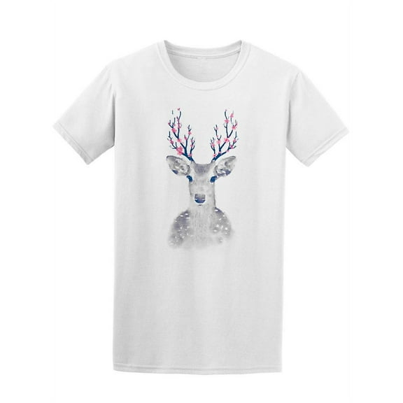 Watercolor Romantic Deer Graphic Tee Men's -Image by Shutterstock