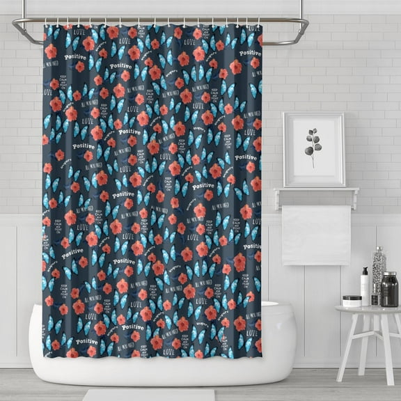 Watercolor Romantic Floral Curtain – Wildflower and Bloom Print Adds Aesthetic Touch to Bathroom Spaces